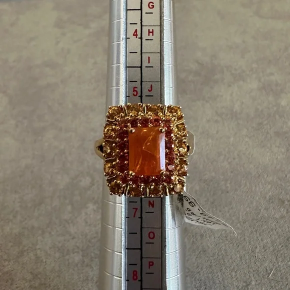 Fire opal with sapphire & Citrine accents 10yg Ring - Picture 7 of 11